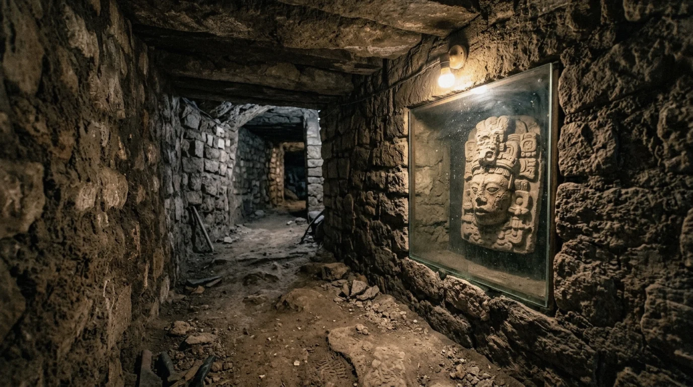 Excavation tunnel under the Acropolis at the Copán ruins in Honduras